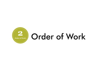 2 Order of Work
Order of Work
 