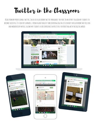 Icreatedandtaughtan8weekinformationalreadingandwritingunitthatwastaughtalong
sidemyteachingpartner'ssocialstudiesunitontheamericanrevolution.
Phaseone:informationalreading
Duringtheunit,studentschoseatopicfromtheamericanrevolutiontoresearch.Thistopic
wouldbecomethecenteroftheirproject.Fromthere,students spentoneweekresearchingtheir
topicbyreadinginformationalarticlesandbooksontheselectedtopic,aswellasviewing
websitesandvideos.Duringthistime,wewoulddiscussandreviewstrategiestousewhile
readinginformationaltext.
Phasetwo:Informationalwriting
Asstudentsgatheredinformationontheirselectedtopic,webegantodiscussinformational
writingthroughthe formofanessay.Weanalyzedavarietyofdifferentmentortexts(books,
articles,websites)andidentifiedimportantcomponentstoaninformationalessay.then,
studentscraftedafiveparagraph informationalessayontheirtopic.
Phase3:teach
Followingthecompletionoftheessay,studentswereaskedtocreateafinalprojectwiththe
purposeofeducatingtheirclassmatesontheirtopic.WhileIofferedsomesuggestionsfor
projects,studentswerefreetochoosewhattheywouldliketocreate.
Cross-Curricular Unit~
The American Revolution
 