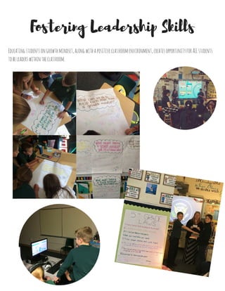 Iimplementapositivebehaviorincentivesystem(PBIS)inmyclassroomthroughthehelpofclassdojo.Classdojoisa
behavior incentiveprogramwherestudentsaregiventheirowncustomizableavatarandcanreceivepositivepointsfor
theirbehaviorintheclassroom.atthebeginningoftheyeariintroduceclassdojowithafewpositivepointsthatihave
created,buttheremainderofthepositiveincentivepointsarecreatedbymystudentsduringthecreationofourclass
missionstatement.Overall,ihaveseentremendoussuccesswiththeuseofclassdojoandtheoverallfocusofpositivityin
myclassroom.studentsaremuchmorecomfortable,happy,andfreetobethemselves.
Classroom Management
 