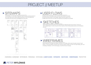PROJECT // MTA GoRide
42 Street 9:29 PM
34 Street 9:34 PM
14 Street 9:38 PM
W4 Street 9:44 PM
Canal Street 9:34 PM
Chambers Street 9:38 PM
Fulton Street 9:38 PM
Sketch 9:41 AM 100%
E
MetroCards Maps Schedule Proﬁle
OVERVIEW | SCREENER INTERVIEWS PERSONAS SYNTHESIS | USER FLOWS SITEMAPS SKETCHES WIREFRAMES PROTOTYPE
 