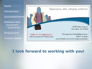 I look forward to working with you! 