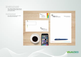 Marca, papelaria e manual completo
para o Químicas Hispano-Brasileiras.
Obs.: material completo entregue tanto em
arquivos editavéis quanto arquivos prontos
para impressão offset.
Brand, stationery and full manual
for Químicas Hispano-Brasileiras.
Obs.: complete material delivered both in editable
files as files ready for offset printing.
 