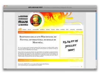 MTL REGGAE FEST - Création et réalisation intégrale du site.
 