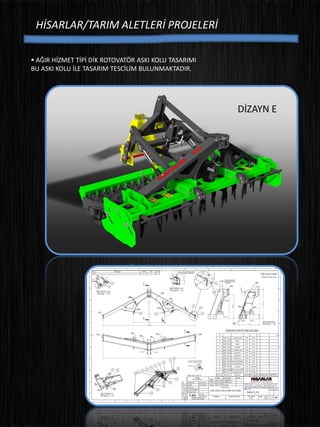 HİSARLAR/TARIM ALETLERİ PROJELERİ
 AĞIR HİZMET TİPİ DİK ROTOVATÖR ASKI KOLU TASARIMI
BU ASKI KOLU İLE TASARIM TESCİLİM BULUNMAKTADIR.
DİZAYN E
 
