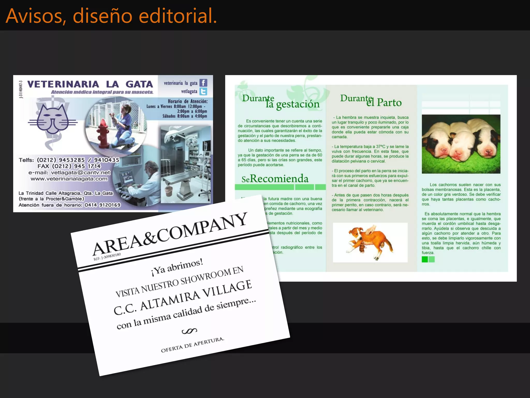 Avisos, diseño editorial.