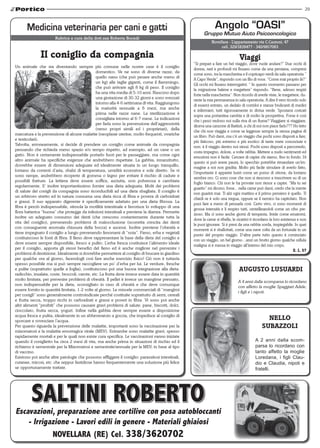 29



       Medicina veterinaria per cani e gatti                                                                     Angolo “OASI”
                                                                                                         Gruppo Mutuo Aiuto Psicooncologico
                       Rubrica a cura della dott.ssa Roberta Bocedi
                                                                                                               Novellara - L’appartamento via C.Cantoni, 47
                                                                                                                    cell. 329/1839477 - 340/9817083

              Il coniglio da compagnia                                                                                           Viaggi
                                                                                                   “Si prepari a fare un bel viaggio, dove vuole andare?” Due occhi di
Un animale che sta diventando sempre più comune nelle nostre case è il coniglio
                                                                                                   donna, neri e profondi mi fissano come da una persiana, compresi
                                                domestico. Ve ne sono di diverse razze, da
                                                                                                   come sono, tra la mascherina e il copricapo verdi da sala operatoria.”
                                                quello nano (che può pesare anche meno di
                                                                                                   A Capo Verde”, rispondo con un filo di voce. “Come mai proprio là?”
                                                un kg) alle taglie giganti, come il fiammingo,
                                                                                                   Gli occhi mi fissano interrogativi. “ In questo momento passano per
                                                che può arrivare agli 8 kg di peso. Il coniglio
                                                                                                   la migrazione balene e megattere” rispondo. “Bene, adesso respiri
                                                ha una vita media di 5-10 anni. Nascono dopo
                                                                                                   forte nella mascherina”. Non ricordo di averle viste, le megattere, du-
                                                una gestazione di 30-32 giorni e sono svezzati
                                                                                                   rante la mia permanenza in sala operatoria. A dire il vero ricordo solo
                                                intorno alla 4-6 settimana di vita. Raggiungono
                                                                                                   di esserci entrato, un dedalo di corridoi e stanze brulicanti di medici
                                                la maturità sessuale a 6 mesi, ma anche
                                                                                                   e infermieri, tutti rigorosamente in divisa verde. Spostarsi coricati
                                                prima nelle razze nane. La sterilizzazione è
                                                                                                   sopra una portantina cambia e di molto la prospettiva. Forse è così
                                                consigliata intorno al 6-7 mese. Le indicazioni
                                                                                                   che i pesci vedono noi sulla riva di un fiume? Viaggiare si viaggiare,
                                                per farla sono la prevenzione dell’aggressività
                                                                                                   diceva una canzone di Battisti, a chi di noi non piace farlo??? Ho letto
                                                (verso propri simili ed i proprietari), della
                                                                                                   che chi non viaggia e come se leggesse sempre la stessa pagina di
marcatura e la prevenzione di alcune malattie (neoplasie uterine, molto frequenti, ovariche
                                                                                                   un libro. Può darsi, ma c’è un viaggio che pochi sono disposti a fare,
e testicolari).
                                                                                                   più faticoso, più estremo e più esotico di tante mete conosciute e
Talvolta, erroneamente, si decide di prendere un coniglio come animale da compagnia
                                                                                                   non: è il viaggio dentro noi stessi. Pochi sono disposti a percorrerlo,
pensando che richieda meno spazio e/o tempo rispetto, ad esempio, ad un cane o un
                                                                                                   costa impegno, dolore, a volte rabbia. Mettere a nudo sentimenti ed
gatto. Non è certamente indispensabile portarlo fuori per le passeggiate, ma come ogni
                                                                                                   emozioni non è facile. Cercare di capire chi siamo, fino in fondo. Di
altro animale ha specifiche esigenze che andrebbero rispettate. La gabbia, innanzitutto,
                                                                                                   questo si può avere paura, lo specchio potrebbe rimandare un’im-
dovrebbe essere di dimensioni adeguate ed idealmente situata in un luogo tranquillo,
                                                                                                   magine a noi non gradita. Molto più facile simulare di averlo fatto,
lontano da correnti d’aria, sbalzi di temperatura, umidità eccessiva e sole diretto. Se vi
                                                                                                   l’importante è apparire lustri come un pomo di ottone, da lontano
sono rampe, andrebbero ricoperte di gomma o legno per evitare il rischio di cadute e
                                                                                                   sembra oro. Ci sono cose che non si riescono a trascrivere su di un
possibili fratture. La lettiera deve essere soffice, asciutta, non polverosa e cambiata
                                                                                                   foglio bianco. Chi non le ha provate non riesce a capire. “Ma tu sei
regolarmente. E’ inoltre importantissimo fornire una dieta adeguata. Molti dei problemi
                                                                                                   guarito” mi dicono; forse…nella carne può darsi, credo che la mente
di salute dei conigli da compagnia sono riconducibili ad una dieta sbagliata. Il coniglio è
                                                                                                   non guarirà mai. Ti alzi ogni mattino e il primo pensiero è quello. Ti
un erbivoro stretto ed in natura consuma una dieta ricca di fibra e povera di carboidrati
                                                                                                   chiedi se è solo una tregua, oppure se il nemico ha capitolato. Non
e grassi. Il suo apparato digerente è specificamente adattato per una dieta fibrosa. La
                                                                                                   puoi fare a meno di pensarla così. Certo vivo, ci sono momenti di
fibra è perciò indispensabile, stimola la motilità intestinale e favorisce lo sviluppo di una
                                                                                                   grossa intensità e li respiro tutti, centellinandoli come un cibo pre-
flora batterica “buona” che protegge da infezioni intestinali e previene la diarrea. Permette
                                                                                                   zioso. Ma ci sono anche giorni di tempesta, livide come ematomi,
inoltre un adeguato consumo dei denti (che crescono costantemente durante tutta la
                                                                                                   dove la carne si ribella, le cicatrici ti ricordano la loro esistenza e non
vita del coniglio), prevenendo problemi di malocclusione (scorretta crescita dei denti
                                                                                                   le puoi ignorare. Si è presi da una rabbia sorda, inspiegabile. In quei
con conseguente anomala chiusura della bocca) e ascessi. Inoltre previene l’obesità e
                                                                                                   momenti si è sballottati, come una nave colta da un fortunale in un
tiene impegnato il coniglio a lungo prevenendo fenomeni di “noia”. Fieno, erba e vegetali
                                                                                                   punto del proprio viaggio. D’altra parte tutto questo è cominciato
costituiscono le fonti di fibra. Il fieno deve rappresentare la base della dieta del coniglio e
                                                                                                   con un viaggio, un bel giorno…anzi un brutto giorno qualche cellula
deve essere sempre disponibile, fresco e pulito. L’erba fresca costituisce l’alimento ideale
                                                                                                   maligna si è messa in viaggio all’interno del mio corpo.
per il coniglio, apporta gli stessi benefici del fieno ed è anche migliore nel prevenire i
                                                                                                                                                                       E. L. 57
problemi di dentizione. Idealmente si dovrebbe permettere al coniglio di brucare in giardino
per qualche ora al giorno, facendogli così fare anche esercizio fisico! Ciò non è tuttavia
spesso possibile ma si può sempre raccogliere un po’ d’erba per lui. Le verdure, fresche
e pulite (soprattutto quelle a foglia), costituiscono poi una buona integrazione alla dieta:                                     AUGUSTO LUSUARDI
radicchio, insalata, coste, broccoli, carote, etc. La frutta deve invece essere data in quantità
molto limitata, per prevenire problemi di obesità. Il pellet è invece un mangime pressato,
                                                                                                                                A 4 anni dalla scomparsa lo ricordano
non indispensabile per la dieta, sconsigliato in caso di obesità e che deve comunque
                                                                                                                                con affetto la moglie Spaggiari Adele,
essere fornito in quantità limitata, 1-2 volte al giorno. Le miscele commerciali di “mangimi
                                                                                                                                i figli e i nipoti.
per conigli” sono generalmente controindicate perché costituite soprattutto di semi, cereali
e frutta secca, troppo ricchi in carboidrati e grassi e poveri in fibra. Vi sono poi anche
altri alimenti “proibiti” che possono causare gravi problemi di salute: pane, biscotti, dolci,
cioccolato, frutta secca, yogurt. Infine nella gabbia deve sempre essere a disposizione
acqua fresca e pulita, idealmente in un abbeveratoio a goccia, che impedisce al coniglio di
sporcare e rovesciare l’acqua.
                                                                                                                                                   NELLO
Per quanto riguarda la prevenzione delle malattie, importanti sono la vaccinazione per la                                                        SUBAZZOLI
mixomatosi e la malattia emorragica virale (MEV). Entrambe sono malattie gravi, spesso
rapidamente mortali e per le quali non esiste cura specifica. Le vaccinazioni vanno iniziate
quando il coniglietto ha circa 2 mesi di vita, ma anche prima in situazioni di rischio ed il                                                A 2 anni dalla scom-
richiamo è semestrale per la Mixomatosi e semestrale/annuale per la MEV, in base al tipo                                                    parsa lo ricordano con
di vaccino.                                                                                                                                 tanto affetto la moglie
Esistono poi anche altre patologie che possono affliggere il coniglio: parassitosi intestinali,                                             Loredana, i figli Clau-
cutanee, micosi, etc. che seppur fastidiose hanno frequentemente una soluzione più felice                                                   dio e Claudia, nipoti e
se opportunamente trattate.                                                                                                                 fratelli.




         SALTINI ROBERTO
Escavazioni, preparazione aree cortilive con posa autobloccanti
    - Irrigazione - Lavori edili in genere - Materiali ghiaiosi
            NOVELLARA (RE) Cel. 338/3620702
 