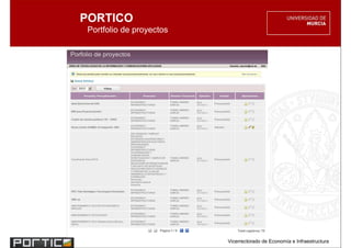 PORTICO
Portfolio de proyectos




                         Vicerrectorado de Economía e Infraestructura
 