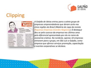 Clipping
A Galpão de Ideias participou do evento Três
Semanas e Meia de Inovação em Campo
Grande, Mato Grosso do Sul e foi...