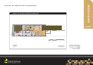 web
plantas de arquitetura humanizadas




                                                                                                                                 gráficos
          PROJETO DE REFORMA RESIDÊNCIA MÁRIO RIOS




                                                                                                                               arquitetura




                                                     0   1   2   4                    8m




          TÉRREO                                                                             Planta baixa humanizada para
                                                                     FÁTIMA XIMENES        apresentação de anteprojeto ao
          Escala 1:75                                                   ARQUITETURA
                                                                                                                   cliente.
                                                                                             Realizado com as ferramentas
                                                                                                     Autocad e CorelDraw.




    Rafael Barbosa
    Comunicação Visual
 