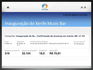 Inauguração do Xerife Music Bar
Prazo de apenas sete dias.
 