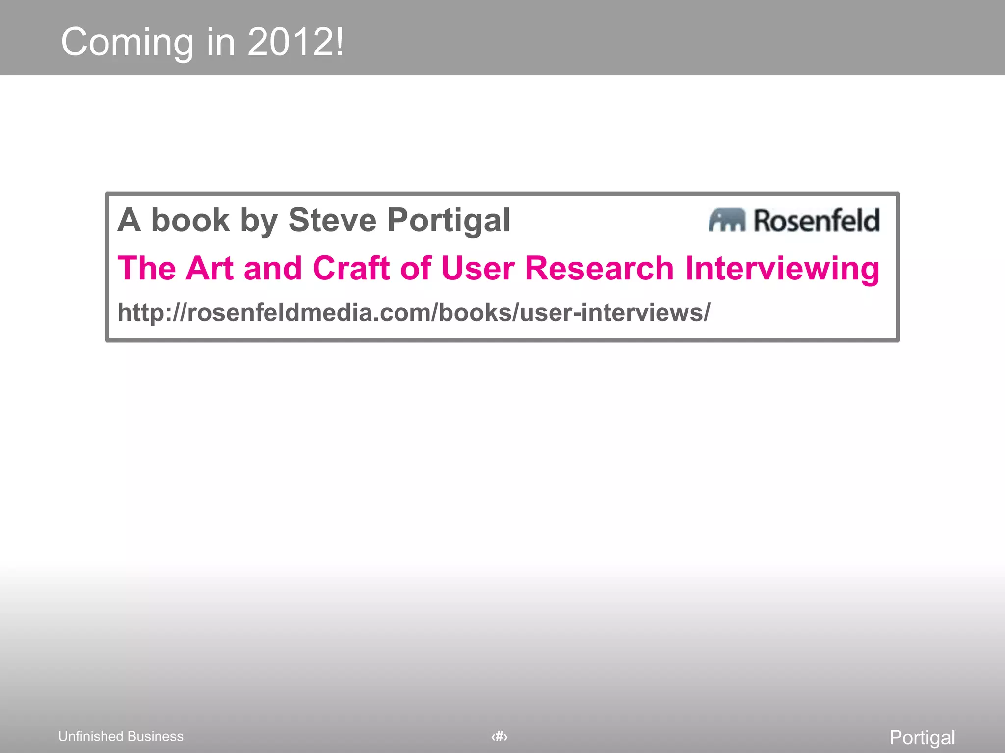 Exercise: Ideation (45 minutes)Use your ideation questions to generate strategies and solutionsOut loudVisualCollaborativeConsider the range of possible business areasBounce back and forth between generating strategies and solutionsMost ideas will not turn out to be winners; the goal is to practice connecting research data to solutionsApply lemon as needed.