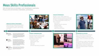 Meus Skills Profissionais
Além do know how em estratégia, suas metodologias e aplicações.
Possuo outras ferramentas e habilidades profissionais
Sempre acreditei que trabalhos relevantes começam
com times heterogêneos, estáveis emocionalmente
e comprometidos em aumentar os skills da entrega
e dos colegas.
FORMAÇÃO DE EQUIPES E PROFISSIONAIS
Aprendi que todos podem contribuir com seus
backgrounds e ajudar no desenvolvimento de
aprendizados e soluções estratégicas.
Coloco em prática e ministro:
- Técnicas de co-criação
- Pesquisas quanty e qualy
- Design Think
- Lean Canvas
- UX Consumer (para canais, pdv e produtos)
PESQUISA E FERRAMENTAS ÁGEIS
Apresentar é uma arte, chamar a atenção e ter a
audiência das pessoas só é possível com a fusão de um
bom speach e uma apresentação encantadora. Por isso,
crio o design das apresentações em keynote, PPT e
Zoom. E as realizo em:
- Feiras e Eventos
- Convenções comerciais e empresariais
- Boarding Empresarial
- Franqueados e Franquias
- Equipes internas das empresas
CRIAÇÃO DE APRESENTAÇÃO
Marca é a fusão metafórica entre as histórias das
pessoas e dos seus produtos ao longo da vida.
Dr. Bob Deutsch entendeu que não se criam marcas,
produtos e serviços se não entender as pessoas e suas
atitudes.
Por isso, acredito que os insights, respostas e desejos
estão aqui fora. Conhecendo pessoas, suas culturas,
suas dificuldades e desejos mais profundos. Meus
hobbies são minhas pesquisas de comportamento
humano, de informações pescadas em respostas não
programadas.
BACKGROUND SE FAZ COM VIDA
 