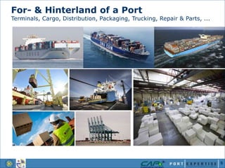 For- & Hinterland of a Port
Terminals, Cargo, Distribution, Packaging, Trucking, Repair & Parts, ...
5
 