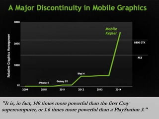 "It is, in fact, 140 times more powerful than the first Cray
supercomputer, or 1.6 times more powerful than a PlayStation 3."

 