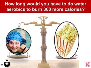 How long would you have to do water
      aerobics to burn 360 more calories?




44
 