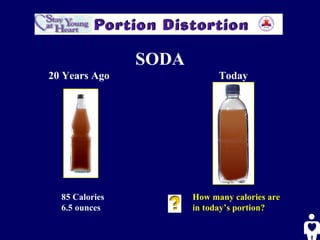 85 Calories 6.5 ounces How many calories are in today’s portion? SODA 20 Years Ago Today 