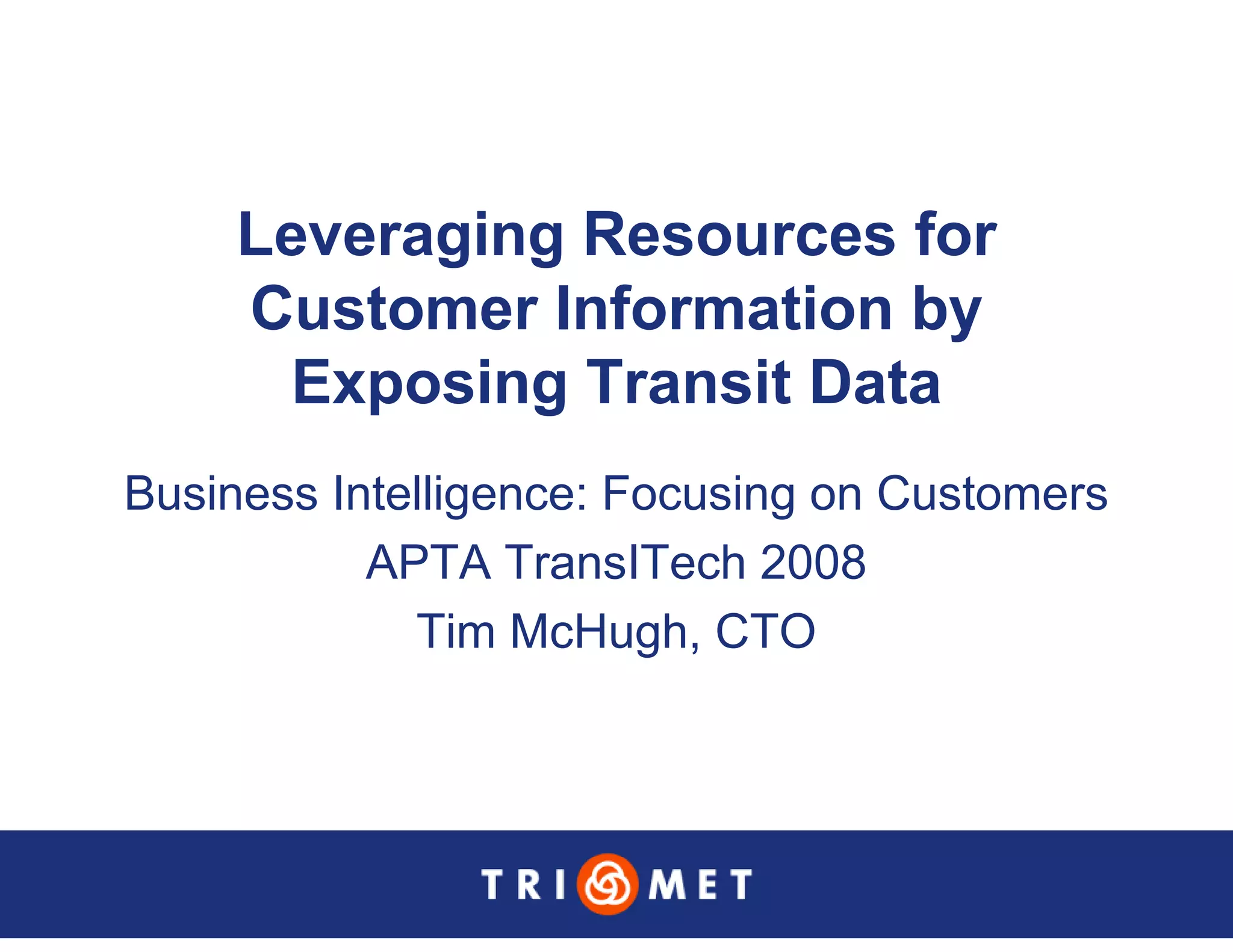 Portland TriMet Presentation On Data Sharing (Updated Version)