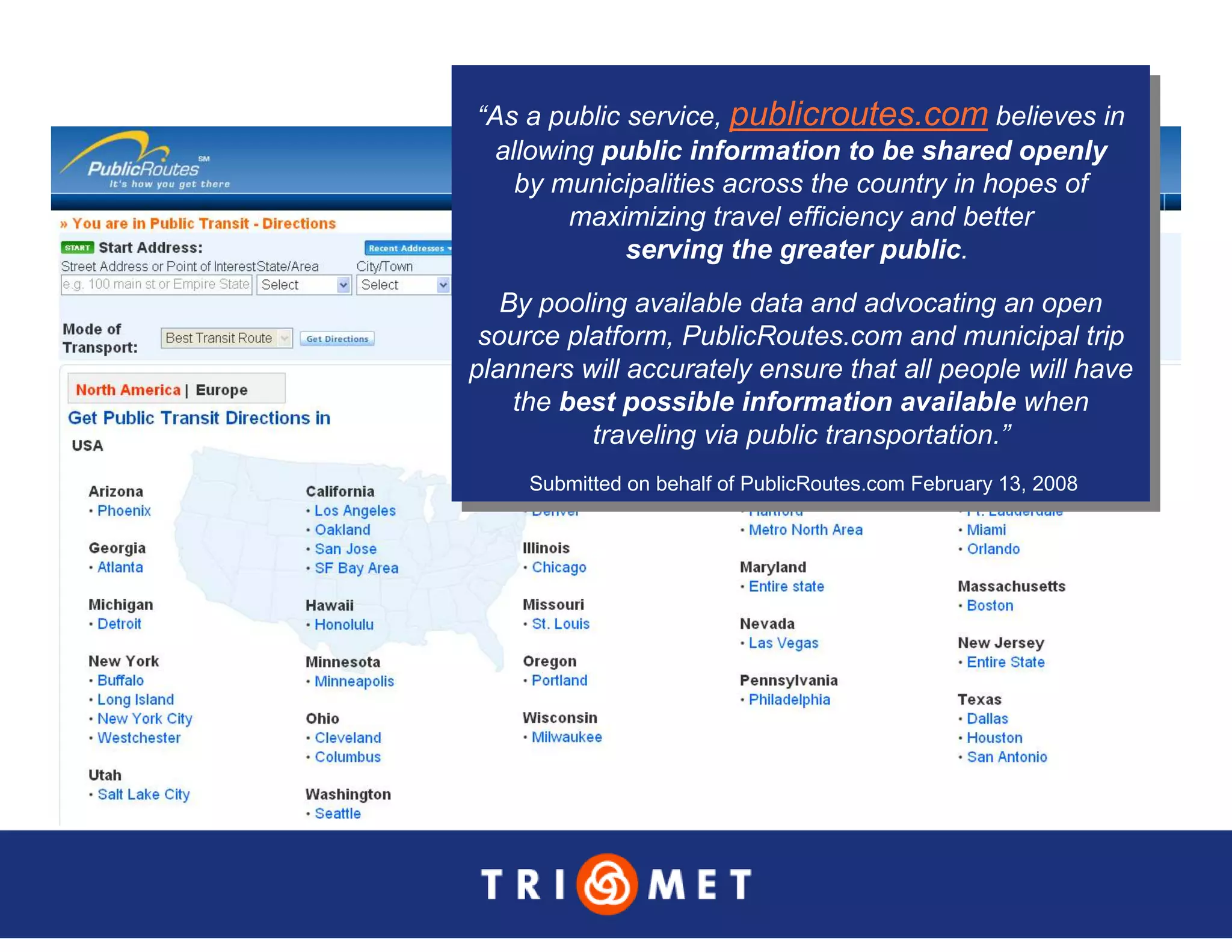 Portland TriMet Presentation On Data Sharing (Updated Version)