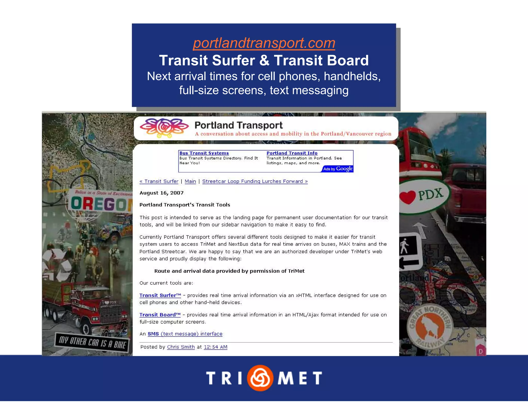 Portland TriMet Presentation On Data Sharing (Updated Version)
