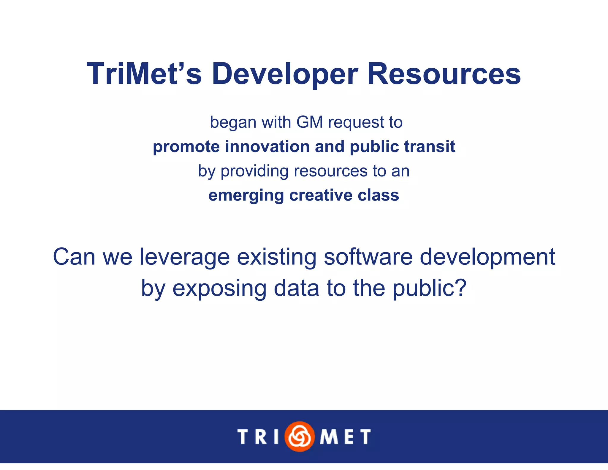 Portland TriMet Presentation On Data Sharing (Updated Version)