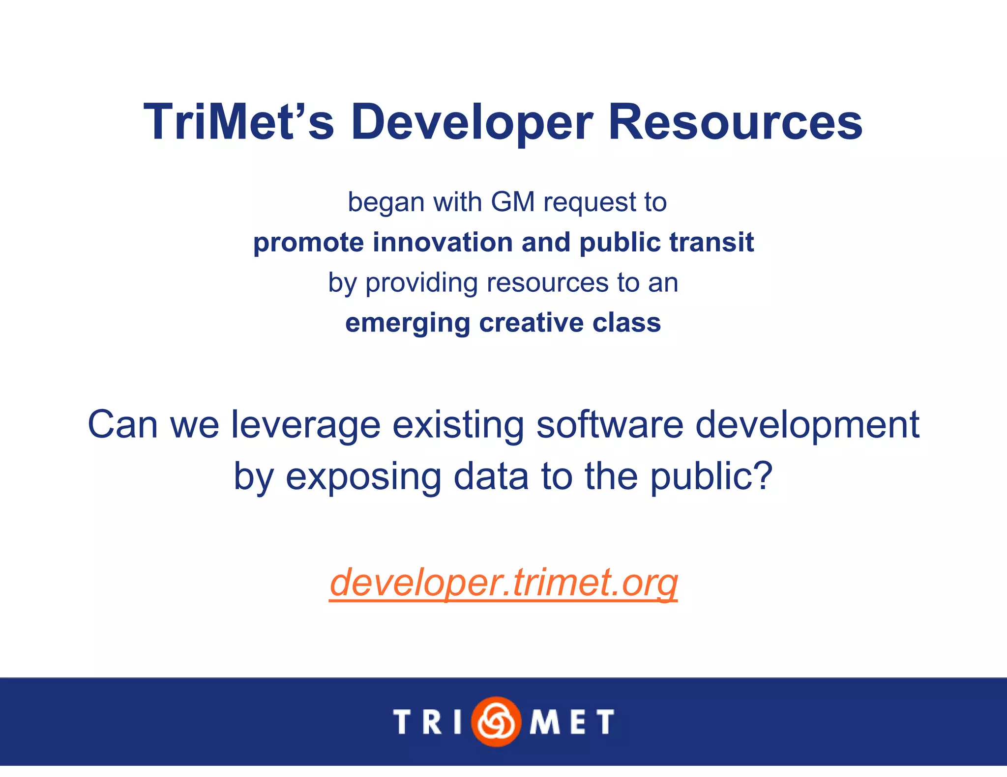 Portland TriMet Presentation On Data Sharing (Updated Version)