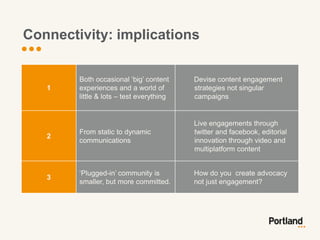 Connectivity: implications

        Both occasional „big‟ content     Devise content engagement
   1    experiences and a ...
