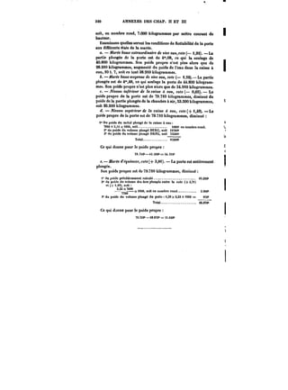 320 ANNEXES DES CHAP. n ET III 
soit, en nombre rond, 7.000 kilogrammes par mètre courant de 
hauteur. 
Examinons quelles seront les conditions de flottabilité de la porte 
aux différents états de la marée. 
a. ~at'~e basse extraordinaire de vive eau, cote (- 1,92). -La 
partie plongée de la porte est de 4",08, ce qui la soulage de 
40.800 kilogrammes. Son poids propre n'est plus alors que de 
28.210 kilogrammes, augmenté du poids de l'eau dans la caisse à 
eau, 101. 7, soit en tout 38.910 kilogrammes. 
A. –~at'~e basse moyenne de vive eau, cote (- 1,52).–La partie 
plongée est de 4",48, ce qui soulage la porte de 44.800 kilogram-mes. 
Son poids propre n'est plus alors que de 34.910 kilogrammes. 
c. Niveau inférieur de la caisse à eau, cote (- 0,65). Le 
poids propre de la porte est de 79.710 kilogrammes, diminué du 
poids de la partie plongée de la chambre à air, S3.800 kilogrammes, 
soit 2C.210 kilogrammes. 
d. Niveau supérieur de la caisse à eau, cote (+ 1,49). -Le 
poids propre de la porte est de 79.710 kilogrammes, diminué 
i" Du poids du métal ptongé de la caisse à eau 
1000 X 2,t4 x tCOO,Mit. tOQOten nombre rond. 
2° du poids du volume plongé BEKC, soit lOMOt 
3' du poids du volume pjongé DKFG. soit S3SOO'' 
Total. 65200'' 
Ce qui donne pour le poids propre 
~9.')~0~–M.200''= tt.Sie~ 
e. Jty<M'~e d'équinoxe, cofe (+ 3,81). La porte est entièrement 
plongée. 
Son poids propre est de 79.710 kilogrammes, diminué 
f du poids précédemment entente 65.200~ 
2'* du poids du volume des fers plonRés entre la cote (+3,'7t) 
et(+t,49), soit 
2 22 x ~000 
-.–.x––iOOO,soit en nombre rond. 2.000~ 
3° du poids du volume plongé du puits 0,39 x 2,22 X 1000 = S~O'' 
Total 68.070k 
Ce qui donne pour le poids propre 
79.710k –68.9W = U.6M'' 
 