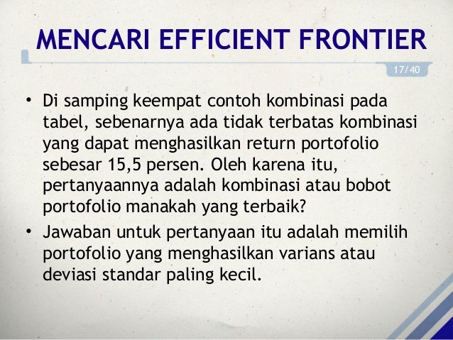 Portofolio Investasi Bab 5 Pemilhan Portofolio