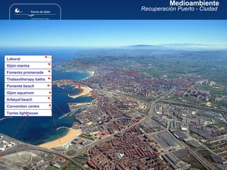 Recuperación Puerto - Ciudad Medioambiente Laboral Torres lighthouse Convention centre Arbeyal beach Gijon aquarium Poniente beach Thalasotherapy baths Fomento promenade Gijón marina 