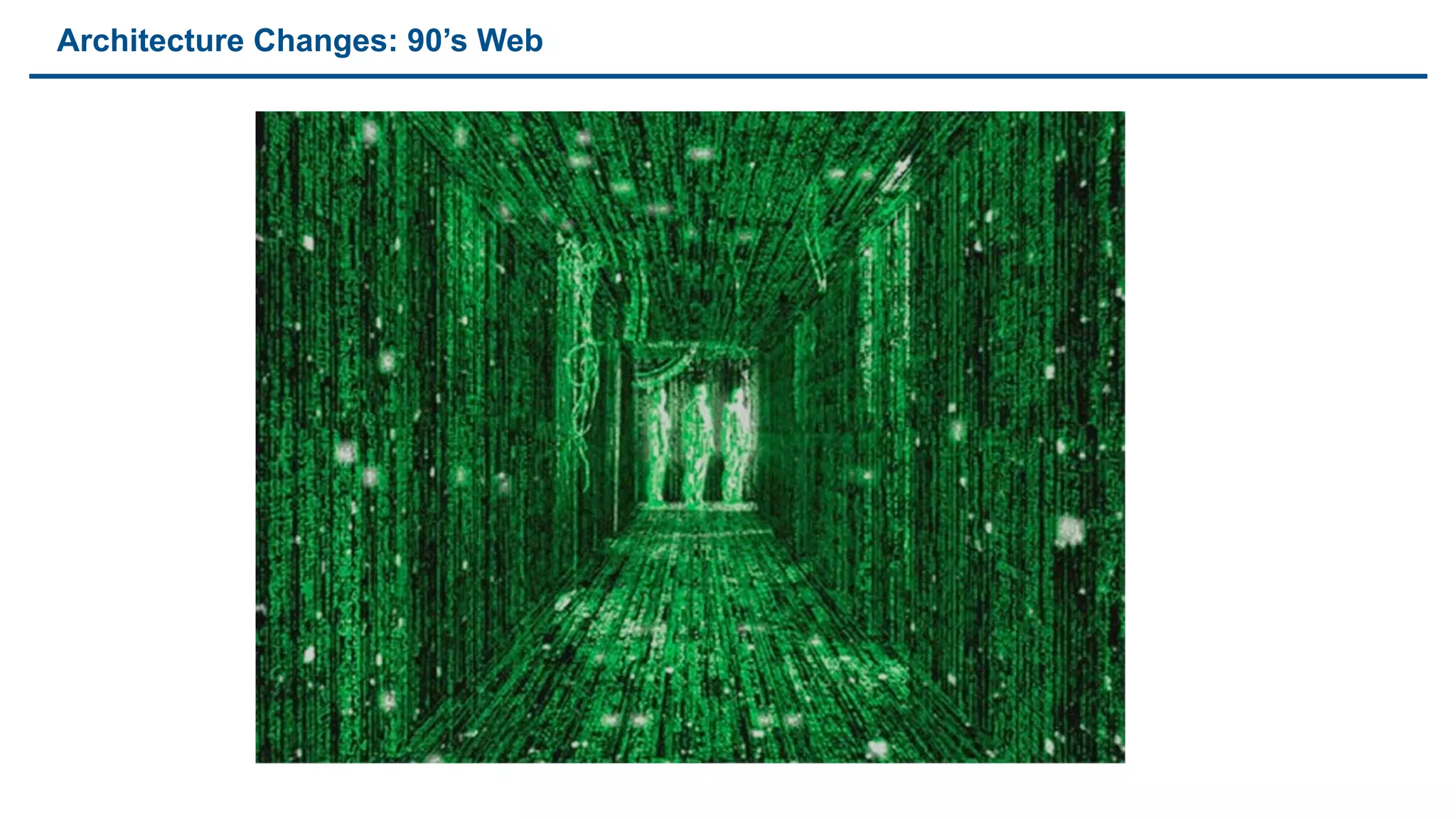 Architecture Changes: 80’s Client-Server
 