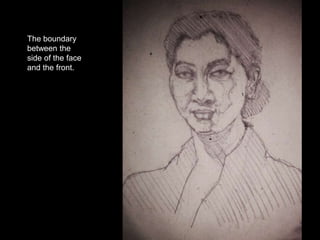 The boundary
between the
side of the face
and the front.
 