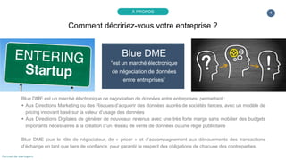 4
Blue DME
“est un marché électronique
de négociation de données
entre entreprises”
Blue DME est un marché électronique de...