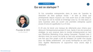 2À PROPOS
#PortraitDeStartuper
Qui est ce startuper ?
Founder & CEO
Camilla Masetti
Si l'on considère entreprendre dans le...