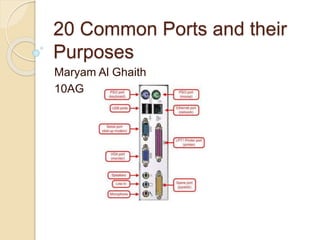 20 Common Ports and their
Purposes
Maryam Al Ghaith
10AG
 