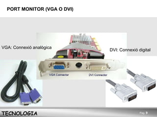 PORT MONITOR (VGA O DVI) VGA:  Connexió analògica DVI:  Connexió digital 
