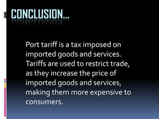 Port tariff and overview of Malaysia west port's tariff | PPTX