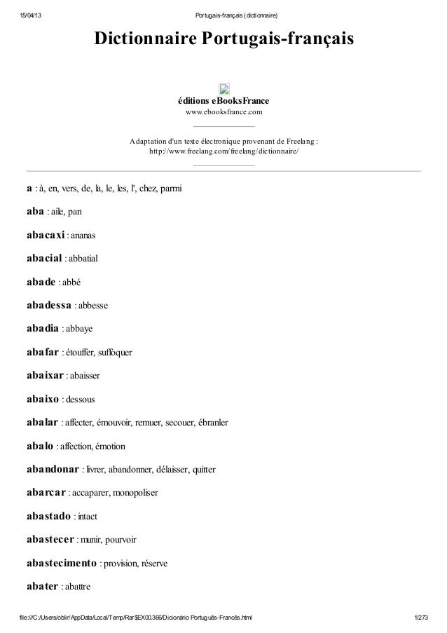 Télécharger gratuitement Images Portugais Francais Dictionnaire le plus cool par