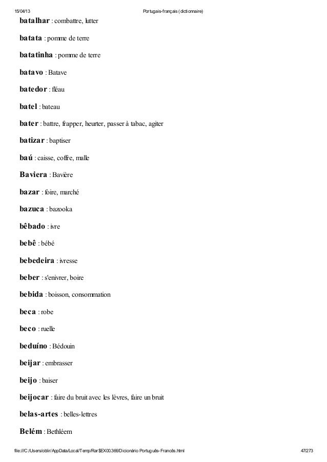 Avoir Images Portugais Francais Dictionnaire actualisé par