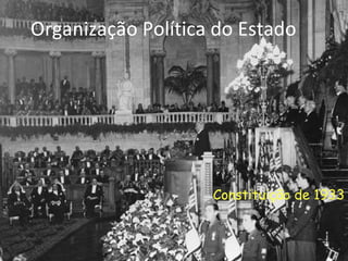 Portugal - Estado Novo Em 1933, Salazar consegue, reunir o apoio político necessário para a aprovação de uma nova Constituição, base para a reforma institucional do país que ficou conhecida como o Estado Novo. 