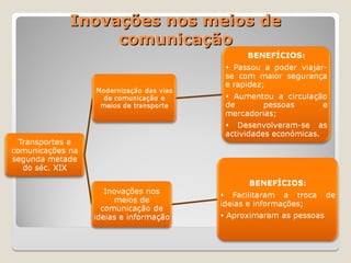 Inovações nos meios de
Inovações nos meios de
comunicação
comunicação
 