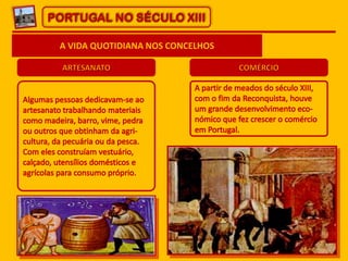 PORTUGAL NO SÉCULO XIII
A VIDA QUOTIDIANA NOS CONCELHOS

 