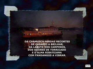 DA CHAMUSCA HERDAS RECORTES DE CASARIO A BRILHAR, DA LABUTA DOS CAMPINOS, DOS ODORES DE TORRICADO  E D’ALMA RIBATEJANA  COM FANDANGOS A VIBRAR. 