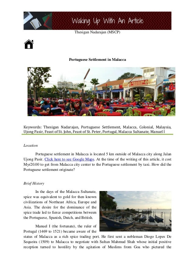 Portugese settlement in malacca