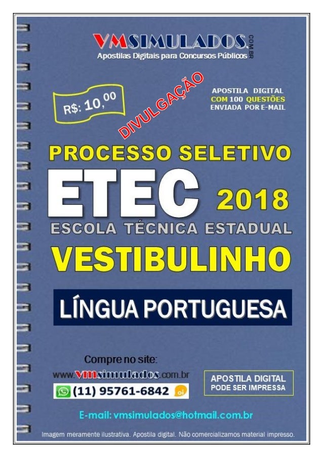 ETEC - VESTIBULINHO 2º. SEMESTRE/2018 - APOSTILA DIGITAL