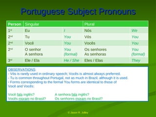 Portuguese Verbs and Personal Pronouns