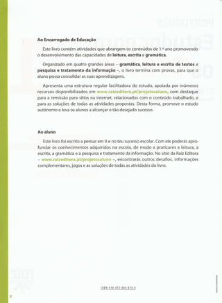 Português  estudar para os testes - 1º ano