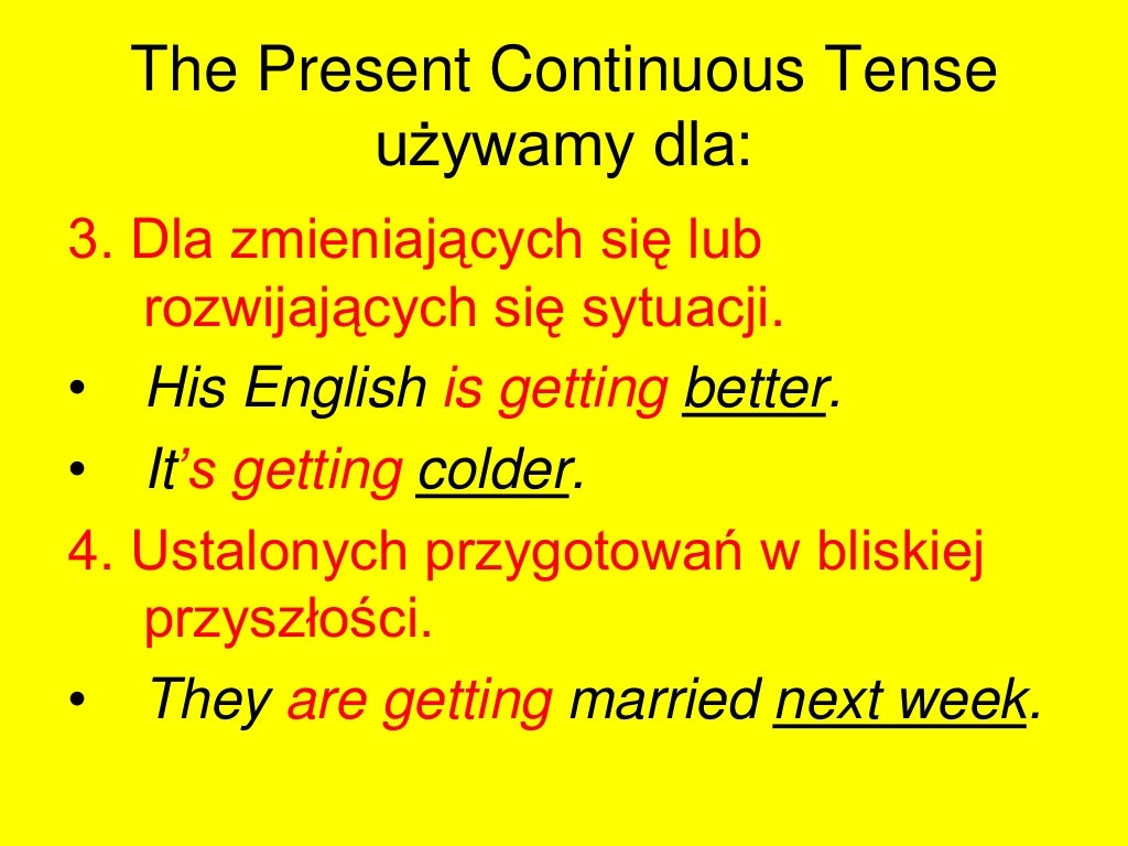 Porównanie czasów present simple present continuous