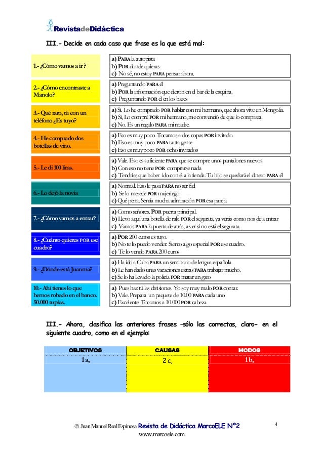 Por y para ejercicios