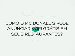 COMO O MC DONALD’S PODE
ANUNCIAR WIFI GRÁTIS EM
SEUS RESTAURANTES?
 