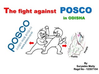 The fight against POSCO
in ODISHA
By
Suryadev Maity
Regd No - 12397104
Paddy
 